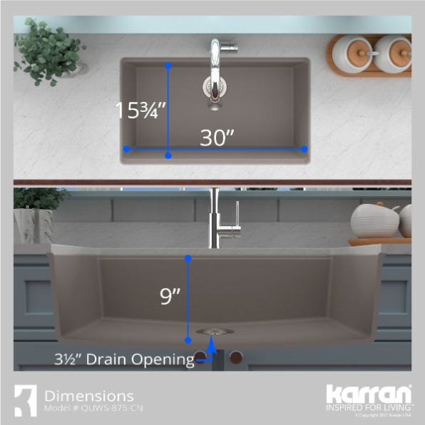 Quartz Composite Concrete Kitchen Sink Matte 6