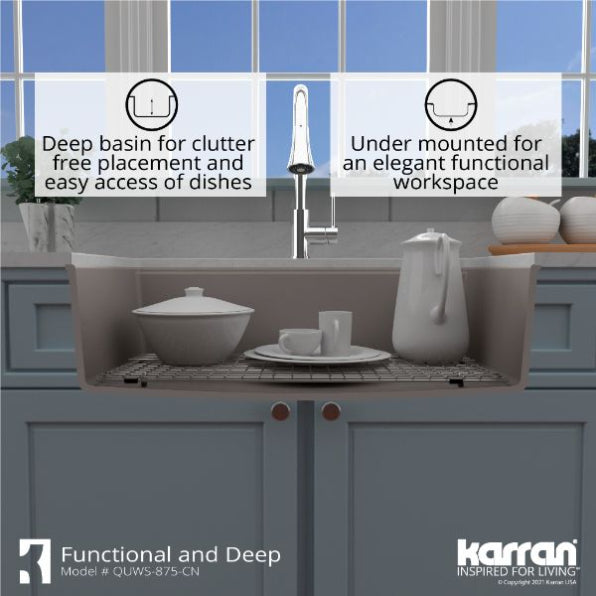 Quartz Composite Concrete Kitchen Sink Matte 7