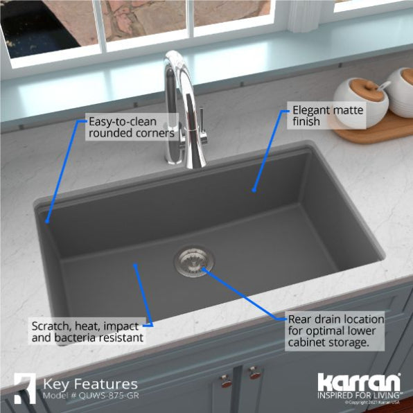 Quartz Composite Grey Kitchen Sink Matte 5
