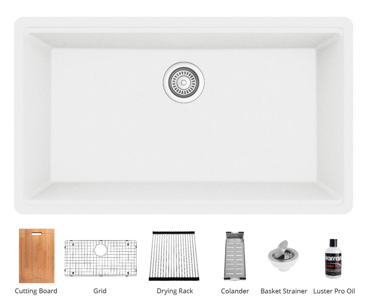 Quartz Composite White Kitchen Sink Matte 2