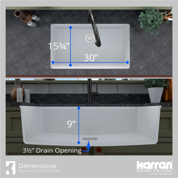 Quartz Composite White Kitchen Sink Matte 6