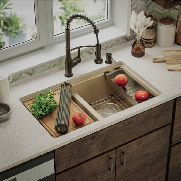 Quartz Composite Bisque Kitchen Sink Matte 3