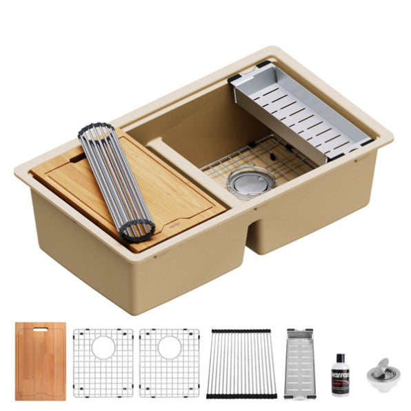 Quartz Composite Bisque Kitchen Sink Matte 1