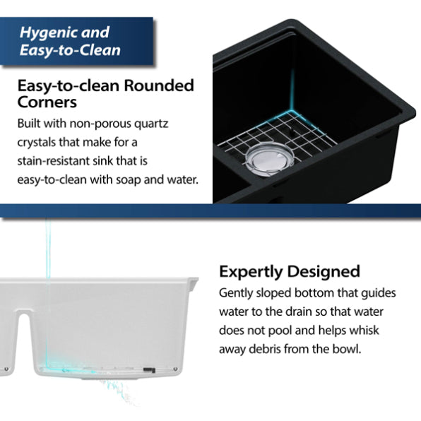 Quartz Composite Black Kitchen Sink Matte 7