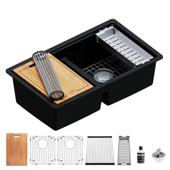 Quartz Composite Black Kitchen Sink Matte 1