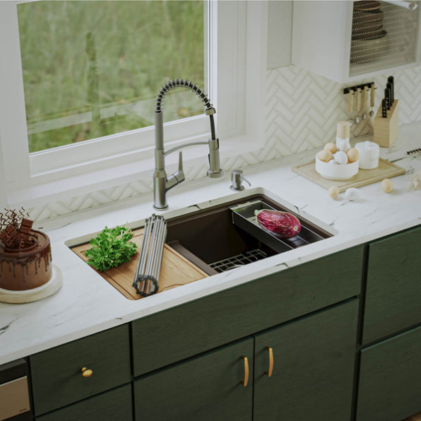 Quartz Composite Brown Kitchen Sink Matte 3