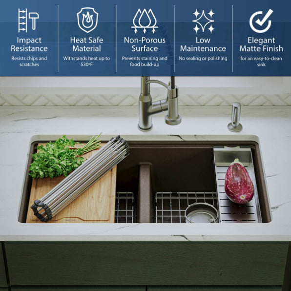 Quartz Composite Brown Kitchen Sink Matte 5