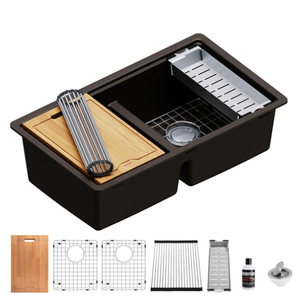 Quartz Composite Brown Kitchen Sink Matte 1
