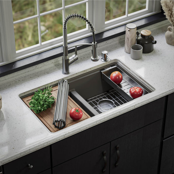Quartz Composite Concrete Kitchen Sink Matte 3