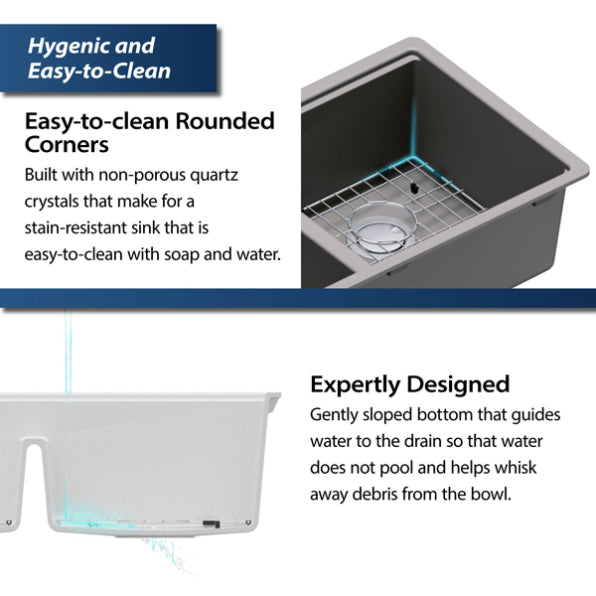 Quartz Composite Concrete Kitchen Sink Matte 7
