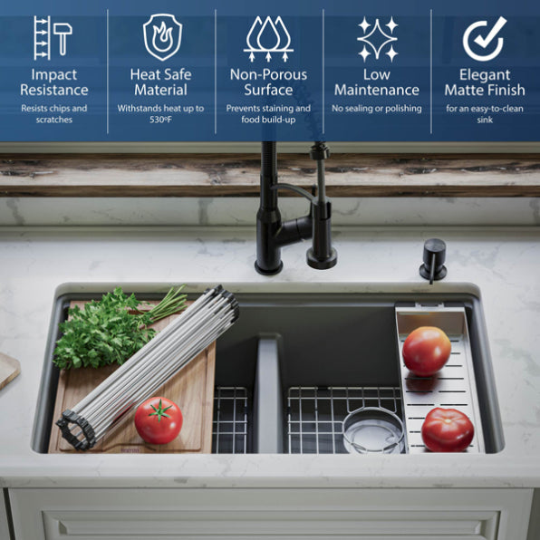 Quartz Composite Grey Kitchen Sink Matte 5