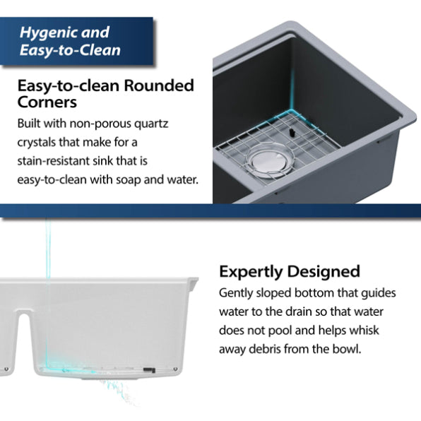 Quartz Composite Grey Kitchen Sink Matte 7