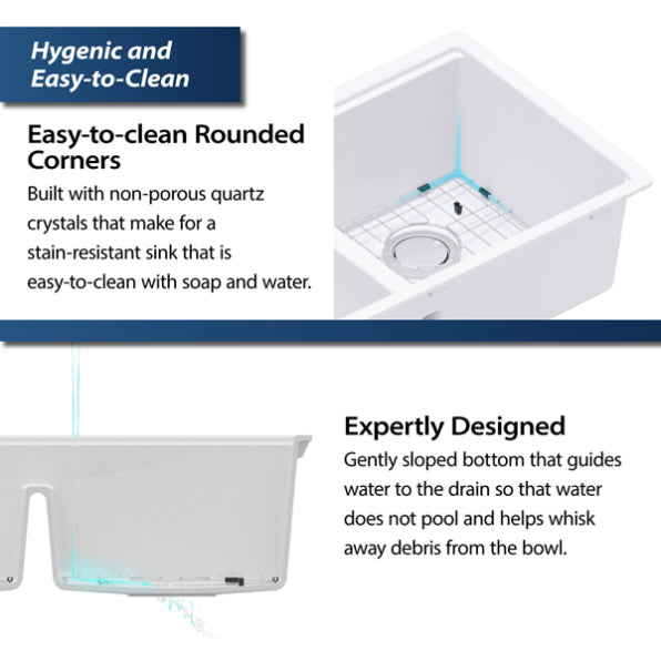 Quartz Composite White Kitchen Sink Matte 7