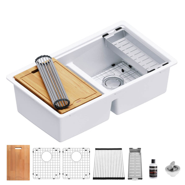 Quartz Composite White Kitchen Sink Matte 1