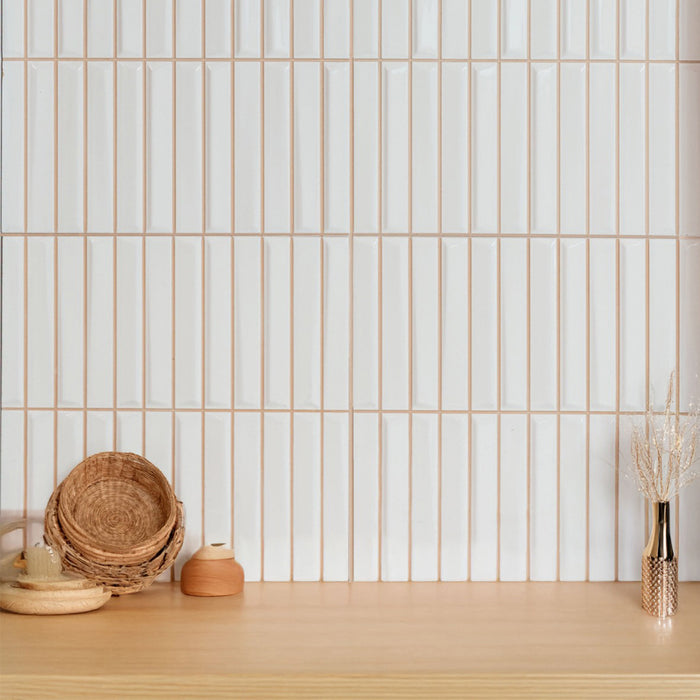 Rhythm Ceramic White Tile Glossy 2