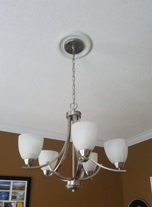 Weston Brushed Nickel 5 Light Contemporary Large Hanging Chandelier - 24" - View 8