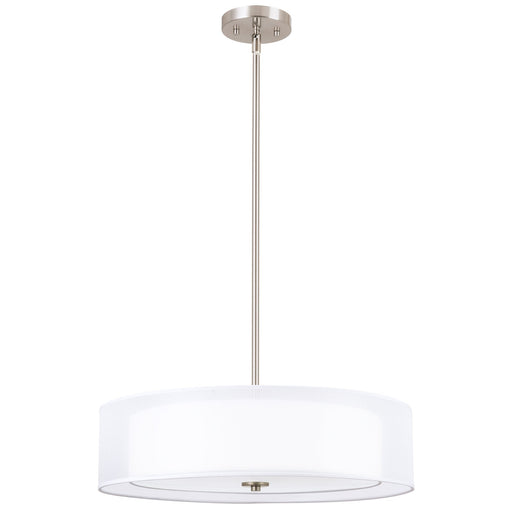 Lindos Brushed Nickel 3 Light Modern Double Drum Chandelier - 20"