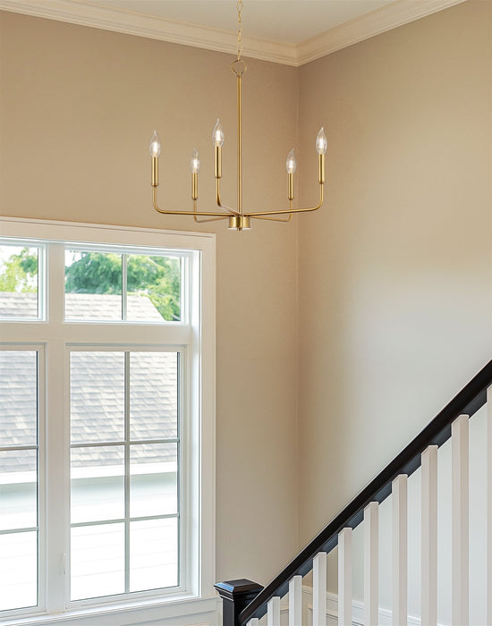 Camille Warm Brass 5 Light Modern Chandelier - 21.5" - View 7
