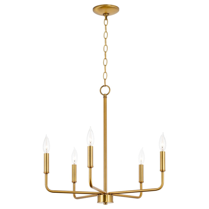 Camille Warm Brass 5 Light Modern Chandelier - 21.5" - View 8