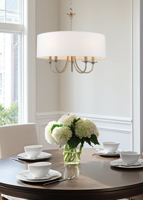 Quinn Brushed Nickel 5 Light Traditional Hanging Chandelier - 21.5" - View 5