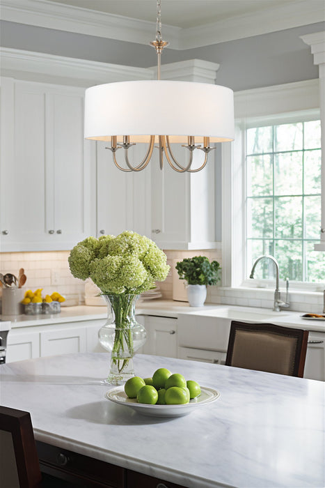 Quinn Brushed Nickel 5 Light Traditional Hanging Chandelier - 21.5" - View 6
