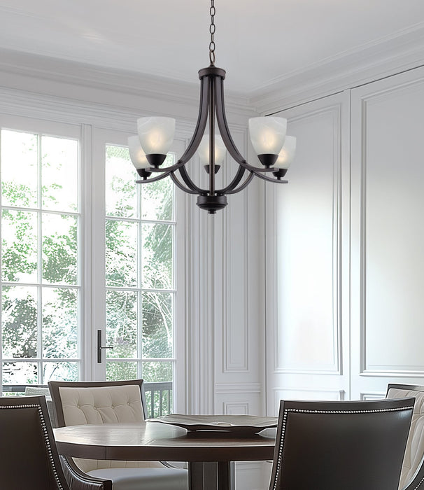 Weston Oil Rubbed Bronze 5 Light Contemporary Large Chandelier - 24" - View 3