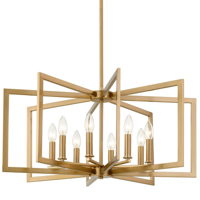 Glam Cool Brass 8 Light Modern Geometric Chandelier - 27.25"