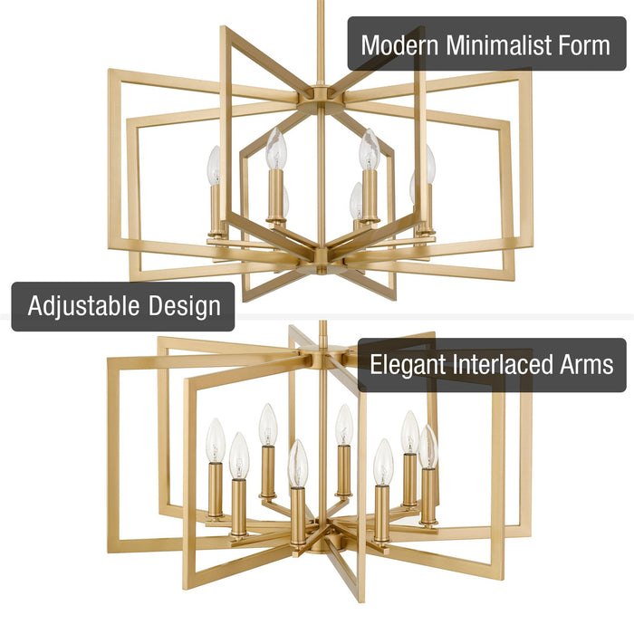 Glam Cool Brass 8 Light Modern Geometric Chandelier - 27.25" - View 2