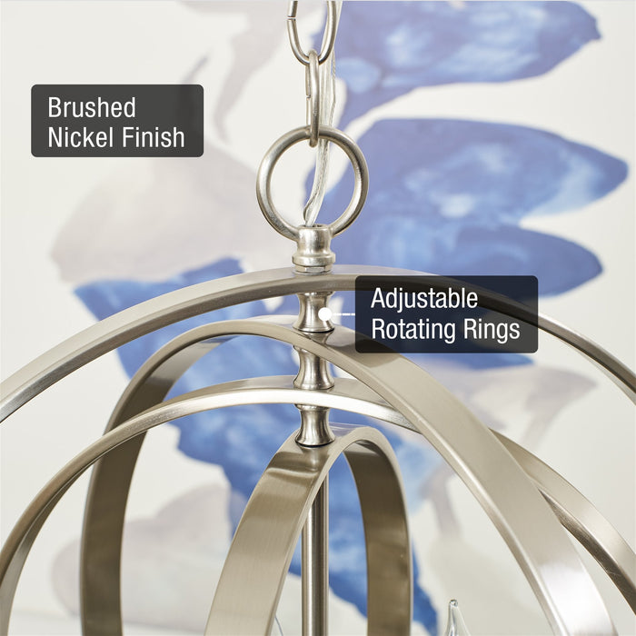 Orbits Brushed Nickel 4 Light Modern Sphere/Orb Chandelier - 18" - View 2