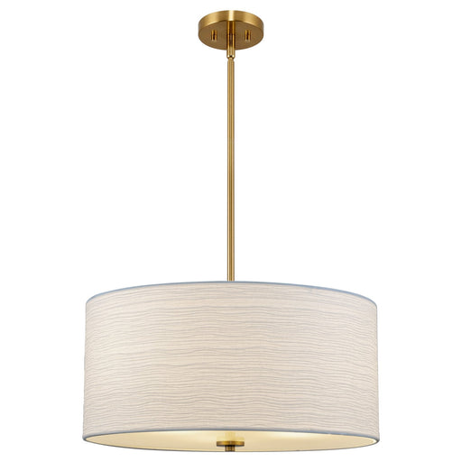 Pearl Cool Brass 3 Light Modern Large Drum Pendant Chandelier - 18"