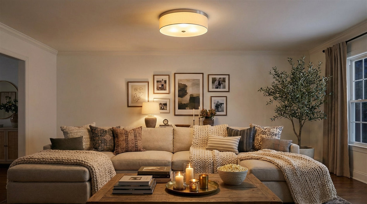 Walker Brushed Nickel 3 Light Large Modern Flush Mount Ceiling Light - 20.5" - View 8