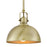 Belle Brushed Brass 1 Light Contemporary Industrial Pendant Light - 9.25"
