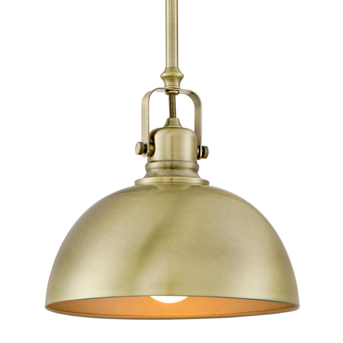 Belle Brushed Brass 1 Light Contemporary Industrial Pendant Light - 9.25"