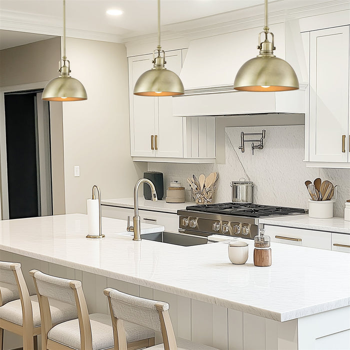 Belle Brushed Brass 1 Light Contemporary Industrial Pendant Light - 9.25" - View 8