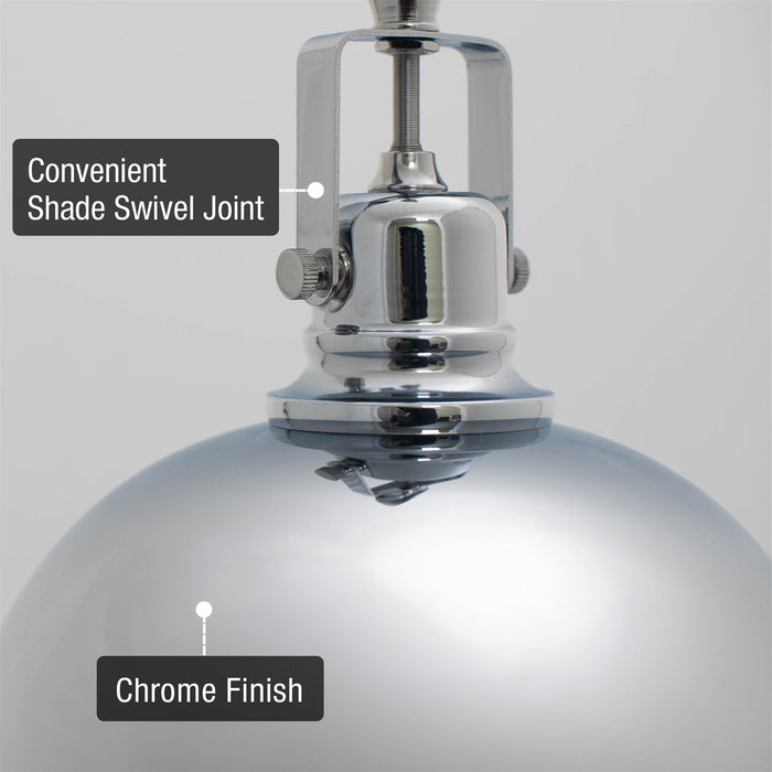 Belle Chrome 1 Light Modern Industrial Pendant Light - 9.25" - View 2