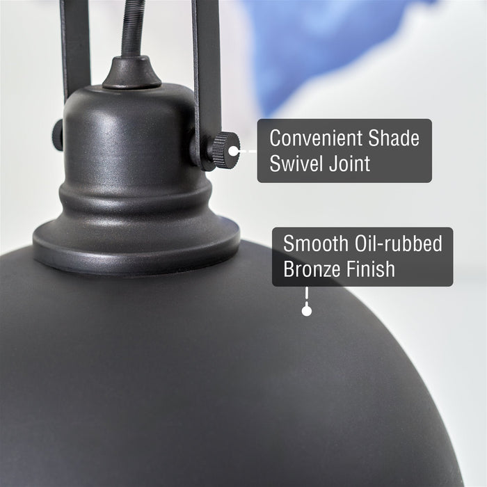 Belle Oil Rubbed Bronze 1 Light Contemporary Industrial Pendant Light - 9.25" - View 2