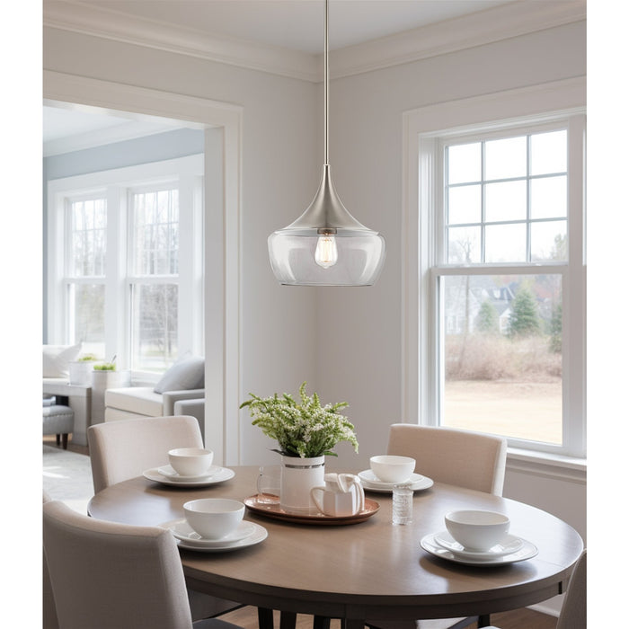Ava Brushed Nickel 1 Light Modern Industrial Schoolhouse Pendant Light - 11.75" - View 5