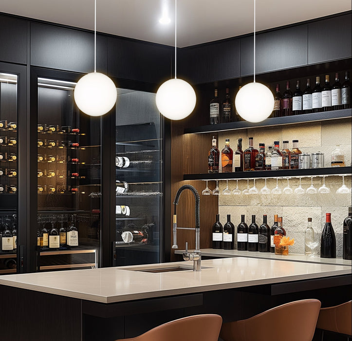 Ceres White 1 Light Mid Century Modern Hanging Orb Pendant Light - 8" - View 3