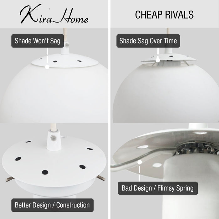 Ceres White 1 Light Mid Century Modern Hanging Orb Pendant Light - 8" - View 2