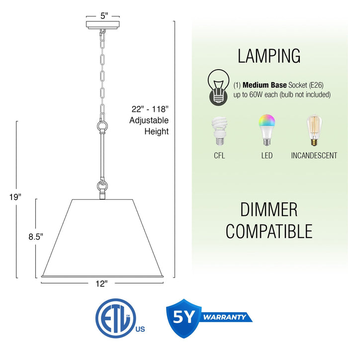 Vida Warm Brass 1 Light Modern Industrial Pendant Light - 12" - View 2