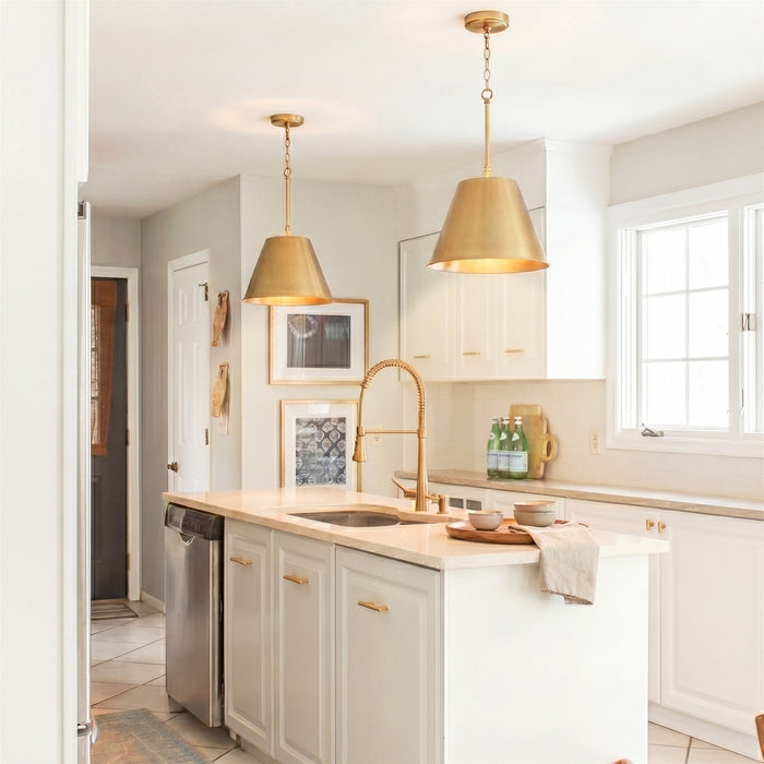 Vida Warm Brass 1 Light Modern Industrial Pendant Light - 12" - View 8