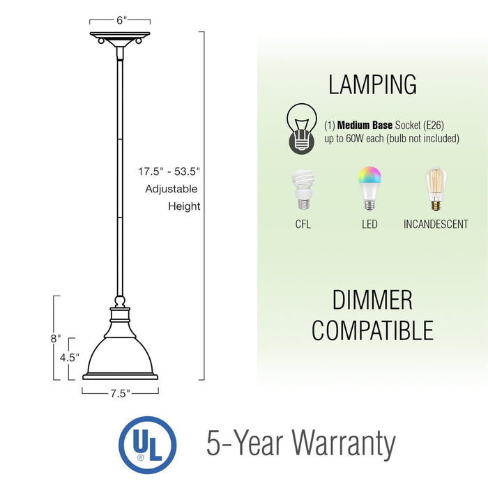 Ellie Brushed Nickel 1 Light Adjustable Mini Pendant Light - 7.5" - View 4