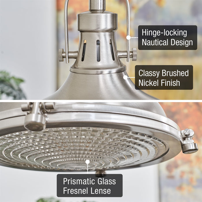 Beacon Brushed Nickel 1 Light Industrial Farmhouse Pendant Light - 10.75" - View 2