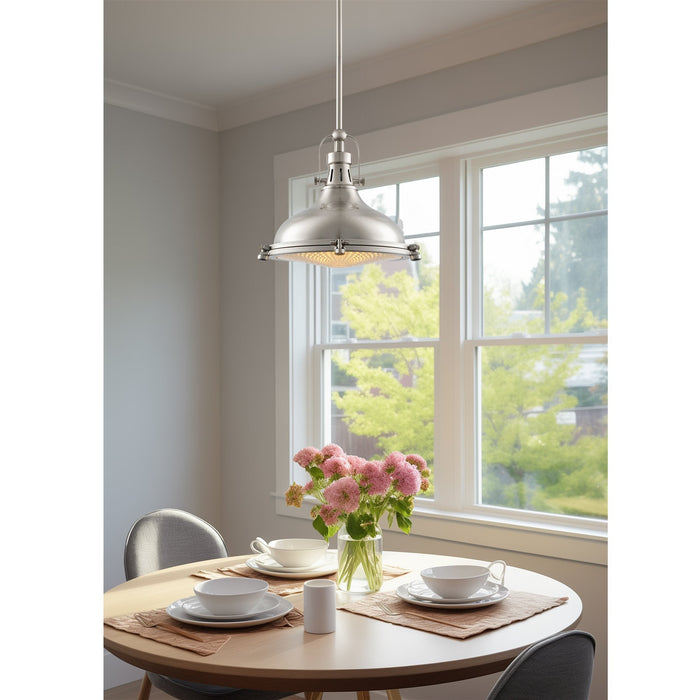 Beacon Brushed Nickel 1 Light Industrial Farmhouse Pendant Light - 10.75" - View 8