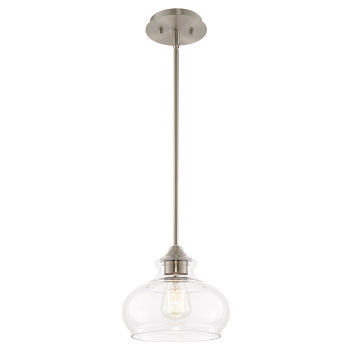 Harlow Brushed Nickel 1 Light Modern Industrial Farmhouse / Schoolhouse / Rustic Pendant Light - 9" - View 8