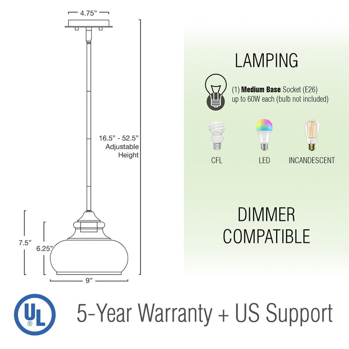 Harlow Brushed Nickel 1 Light Modern Industrial Farmhouse / Schoolhouse / Rustic Pendant Light - 9" - View 4