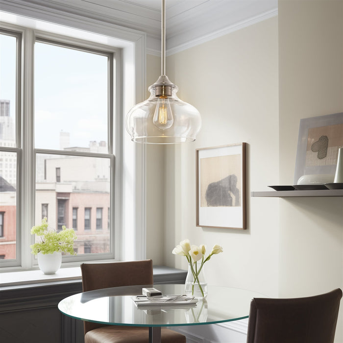 Harlow Brushed Nickel 1 Light Modern Industrial Farmhouse / Schoolhouse / Rustic Pendant Light - 9" - View 6