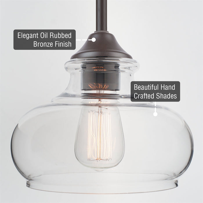 Harlow Oil Rubbed Bronze 1 Light Modern Industrial Farmhouse Pendant Light - 9" - View 2