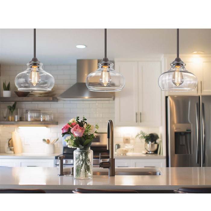 Harlow Oil Rubbed Bronze 1 Light Modern Industrial Farmhouse Pendant Light - 9" - View 3