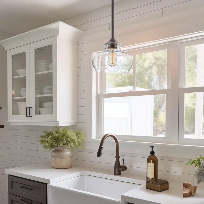Harlow Oil Rubbed Bronze 1 Light Modern Industrial Farmhouse Pendant Light - 9" - View 8